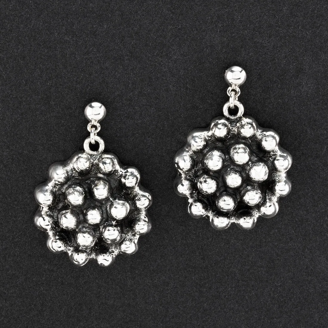 Mexican Silver Luna Spheres Earrings