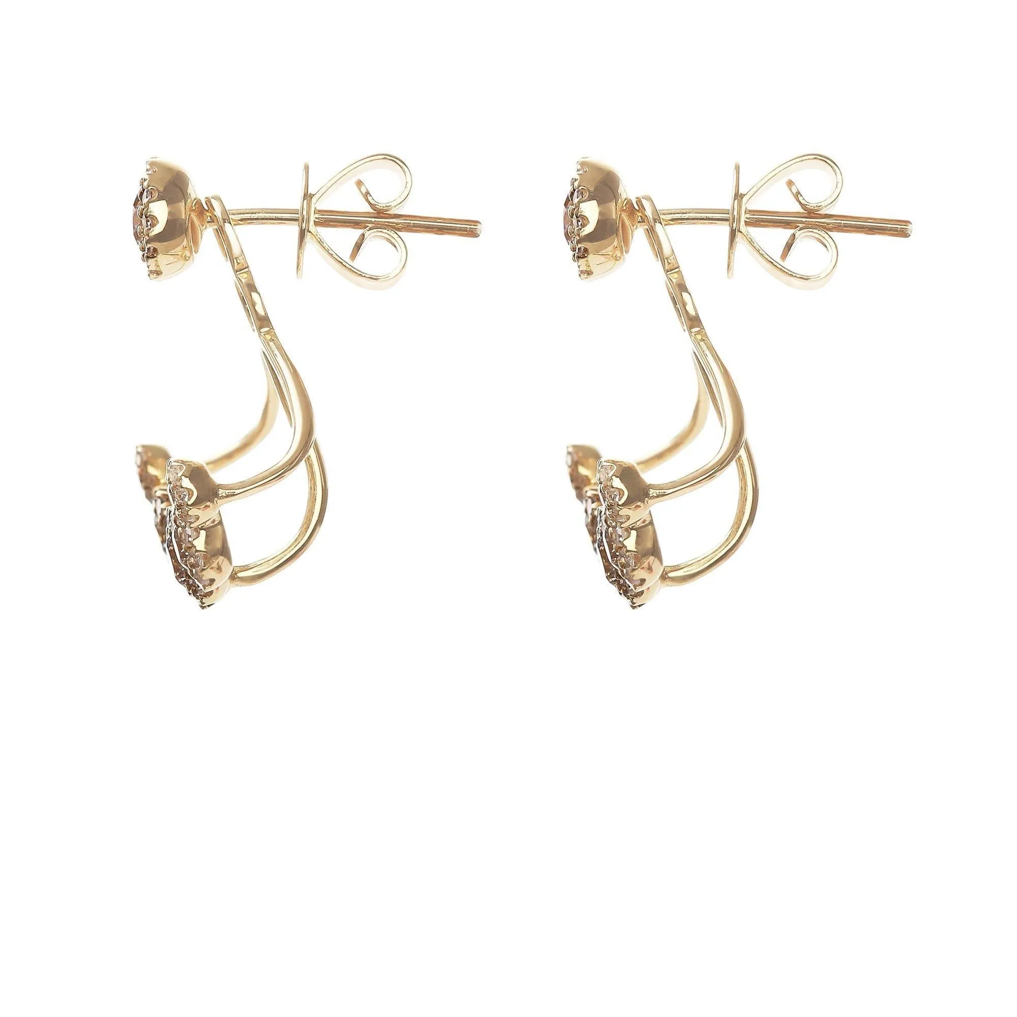 Minimalist 0.8 CT Round Diamond Ear Jackets Set in 14K Yellow Gold, Multiwear Earrings