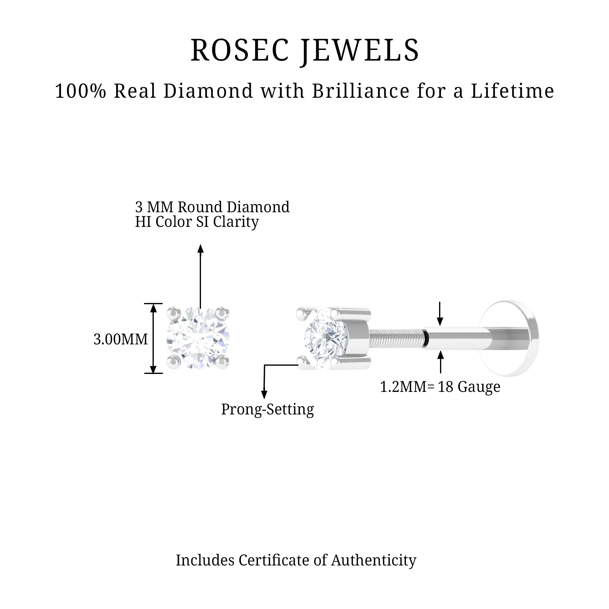 Minimalist Diamond Solitaire Tragus Earring