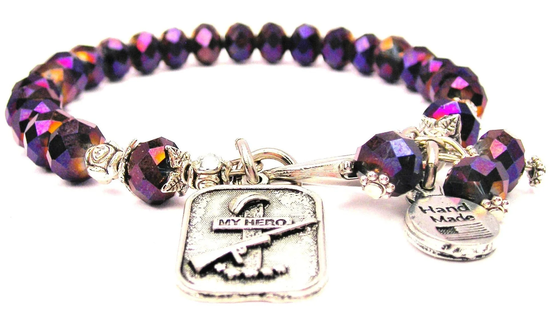 My Hero In Memory Of A Fallen Soldier Splash Of Color Crystal Bracelet