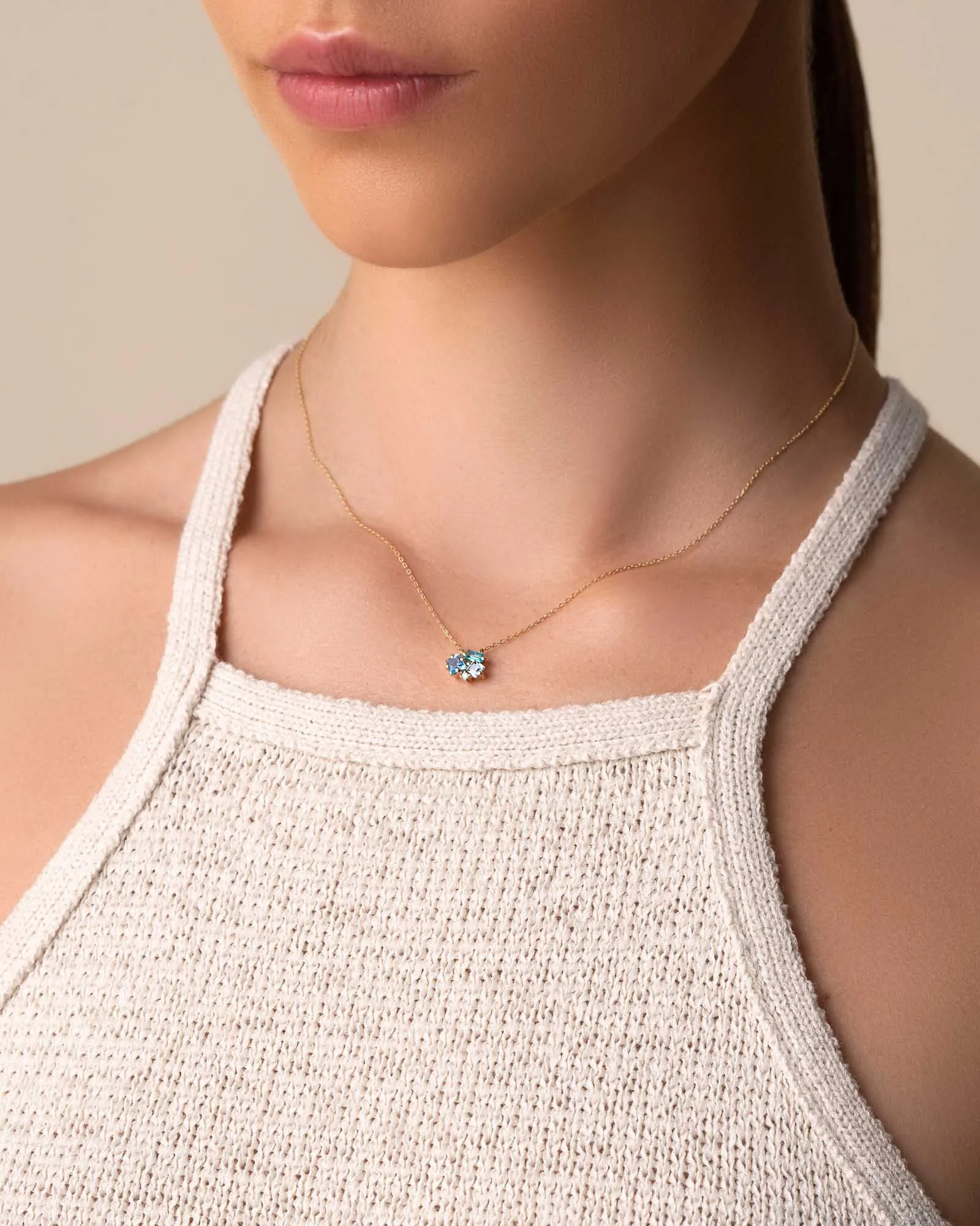 Nadima Light Blue Mix Cluster Pendant