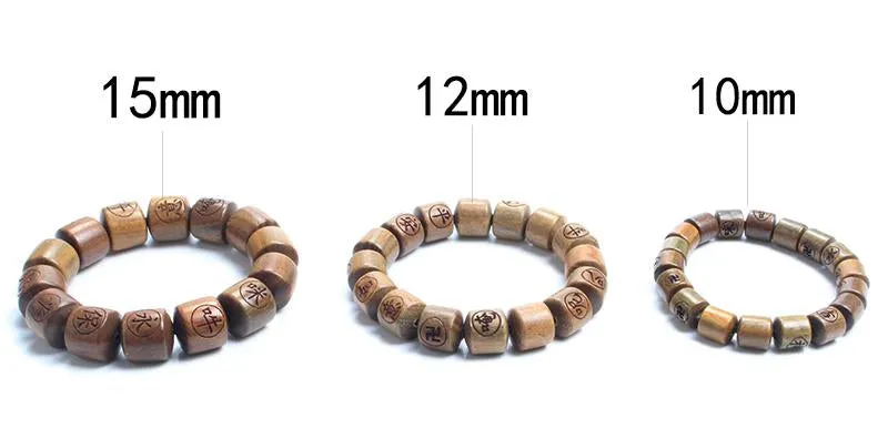 Natural Verawood Engraved Buddha Prayer Beads Bracelet