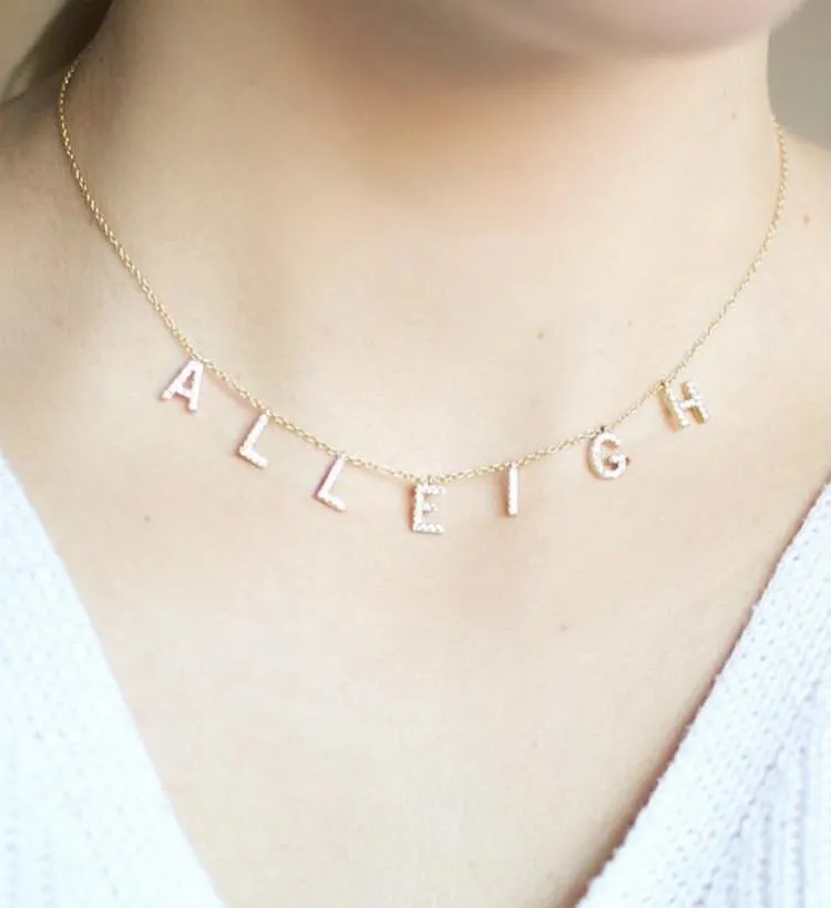 NON CUSTOMIZABLE It's All in a Name® Necklace Gold With Crystals (A thru J) Ready to Ship