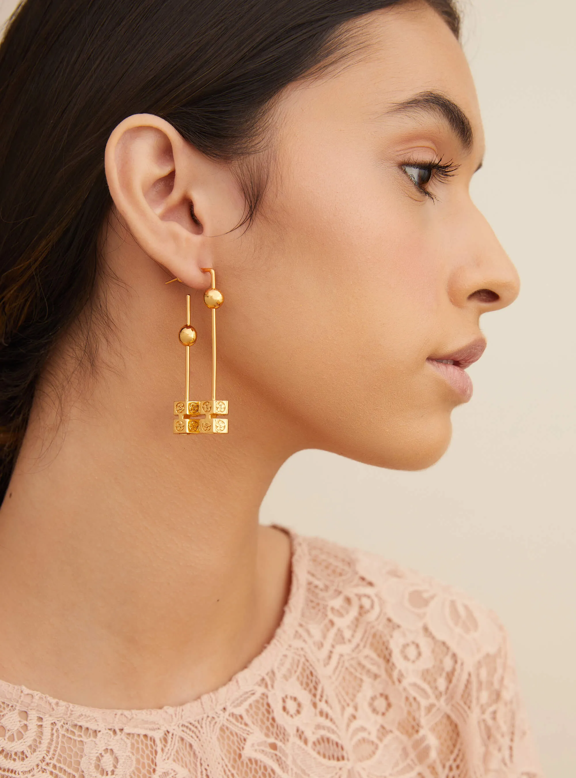 OH Poppi Bolt Drop Hoop Earrings