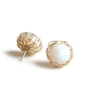 Opalite Stud earrings, Milky post earrings