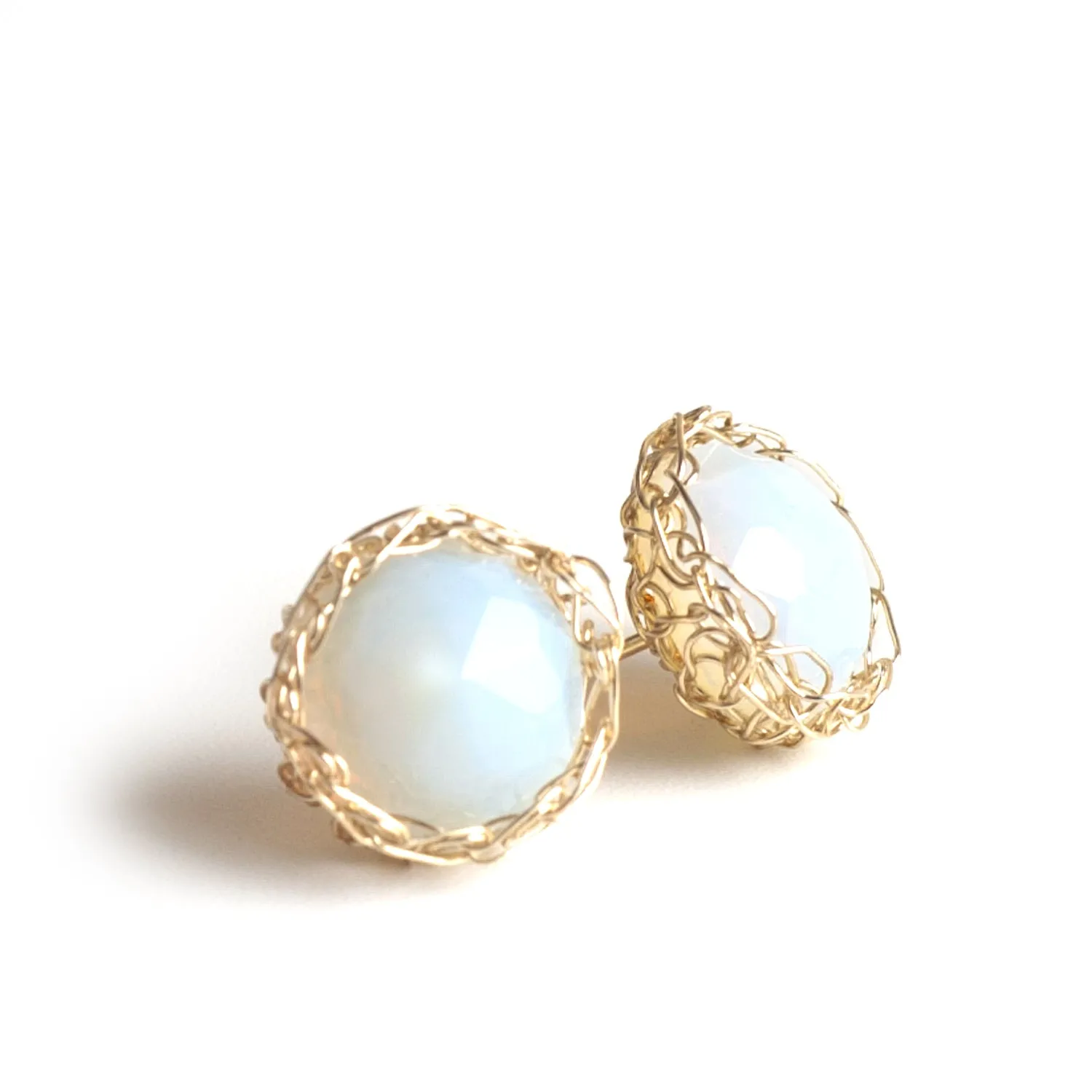 Opalite Stud earrings, Milky post earrings