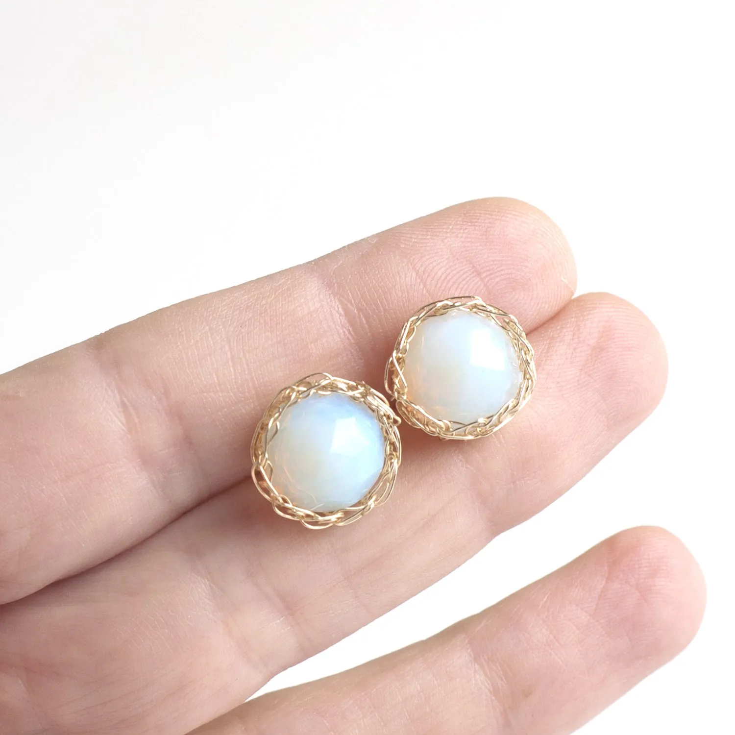 Opalite Stud earrings, Milky post earrings