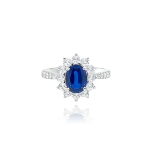 Oval Sapphire & Brilliant cut Diamonds “terra” Ring