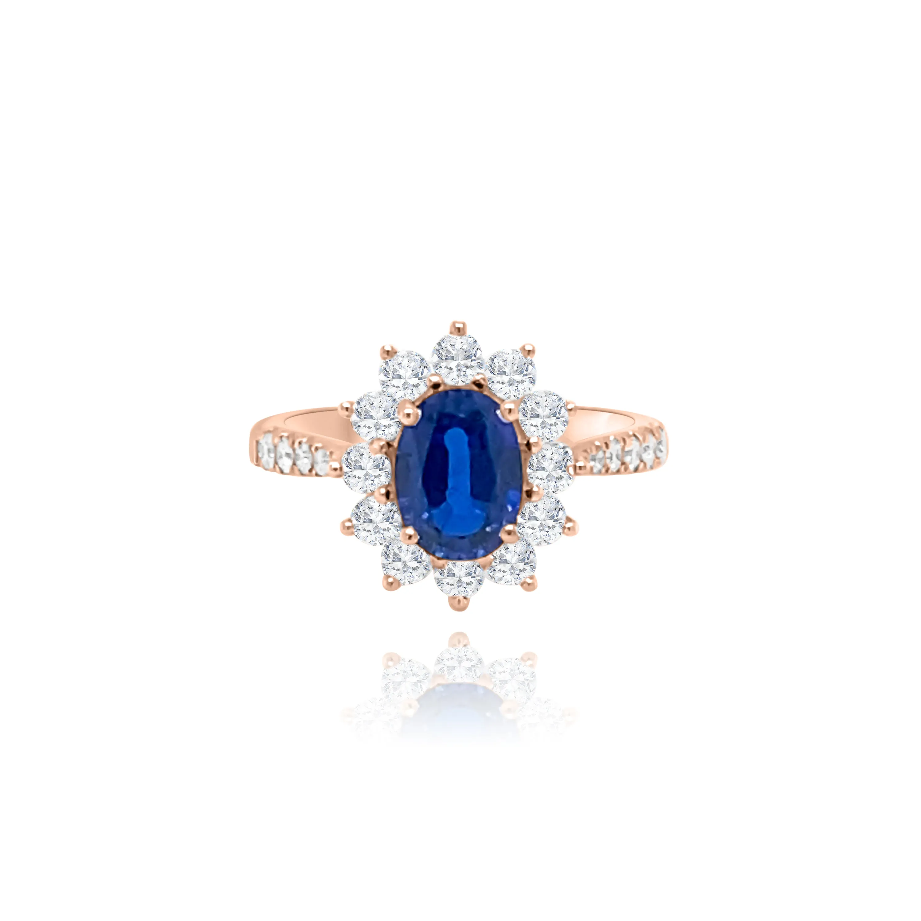 Oval Sapphire & Brilliant cut Diamonds “terra” Ring