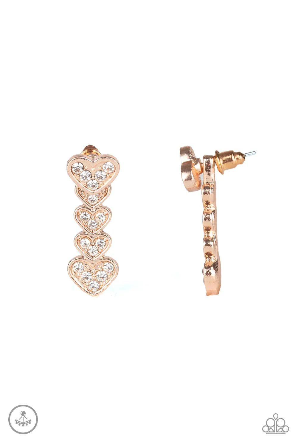 Paparazzi Earring ~ Heartthrob Twinkle - Rose Gold