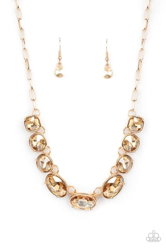 Paparazzi Necklace ~ Gorgeously Glacial - Gold