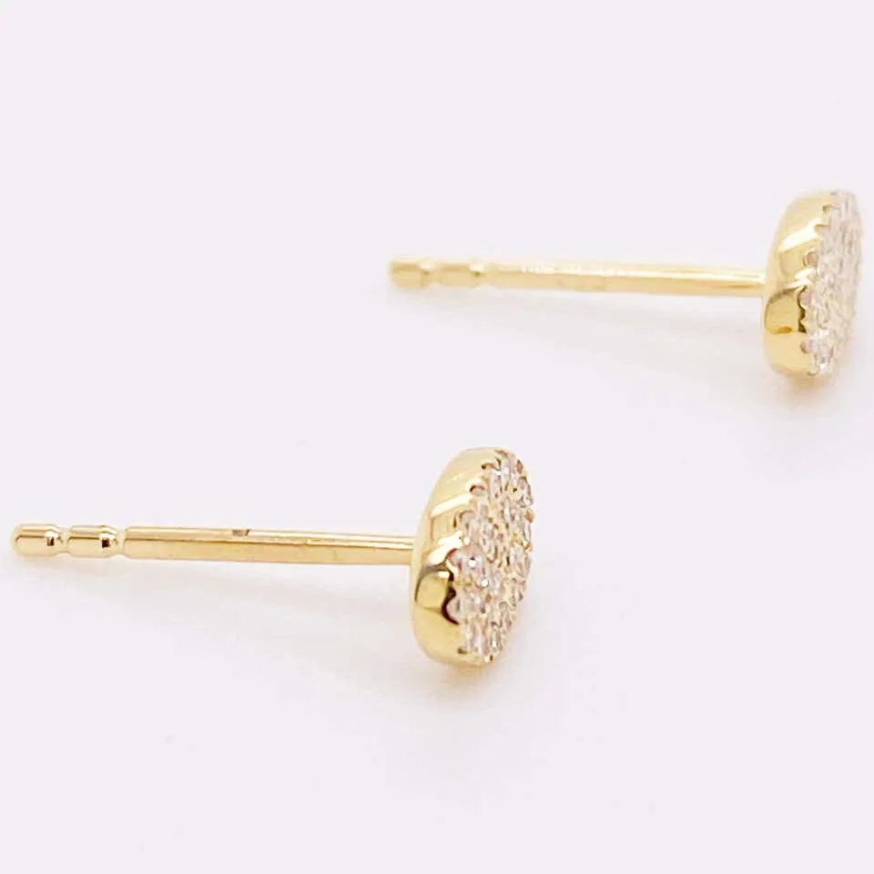 Pave Oval Diamond Stud Earrings