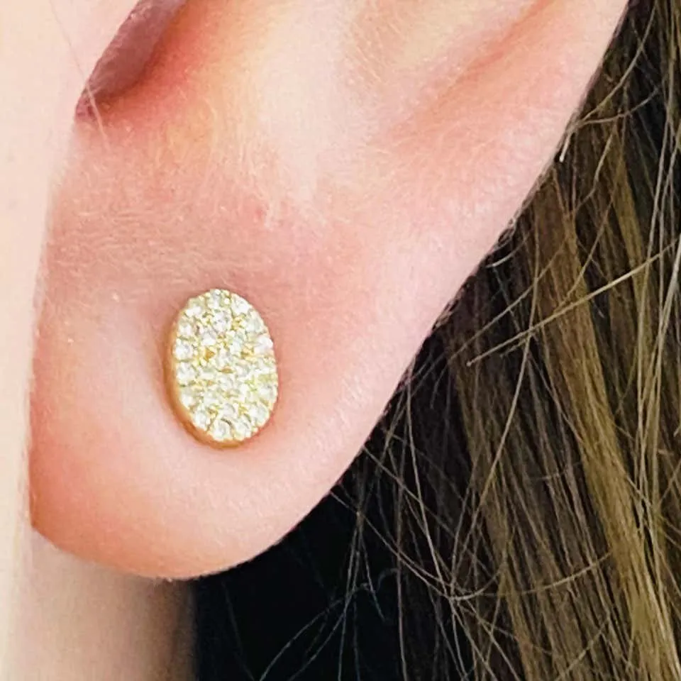 Pave Oval Diamond Stud Earrings