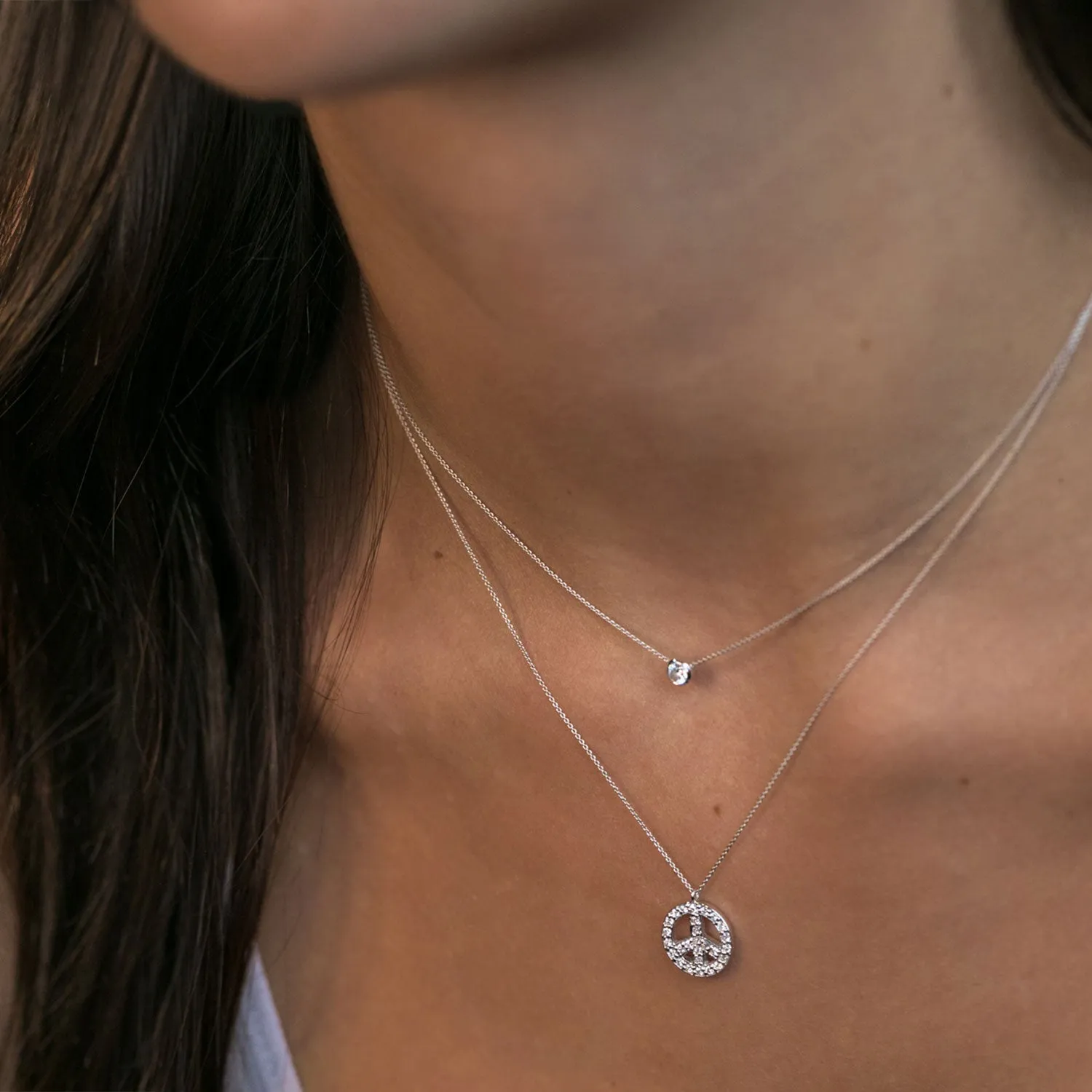 Peace Sign Diamond Necklace