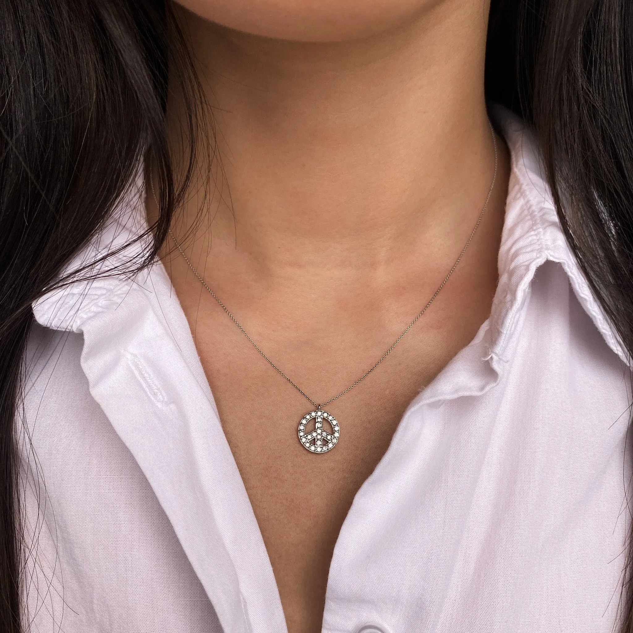 Peace Sign Diamond Necklace