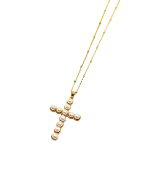 Pearl Cross Necklace