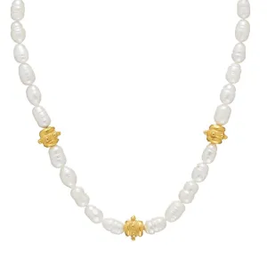 Pearl Strand with Gold Beads