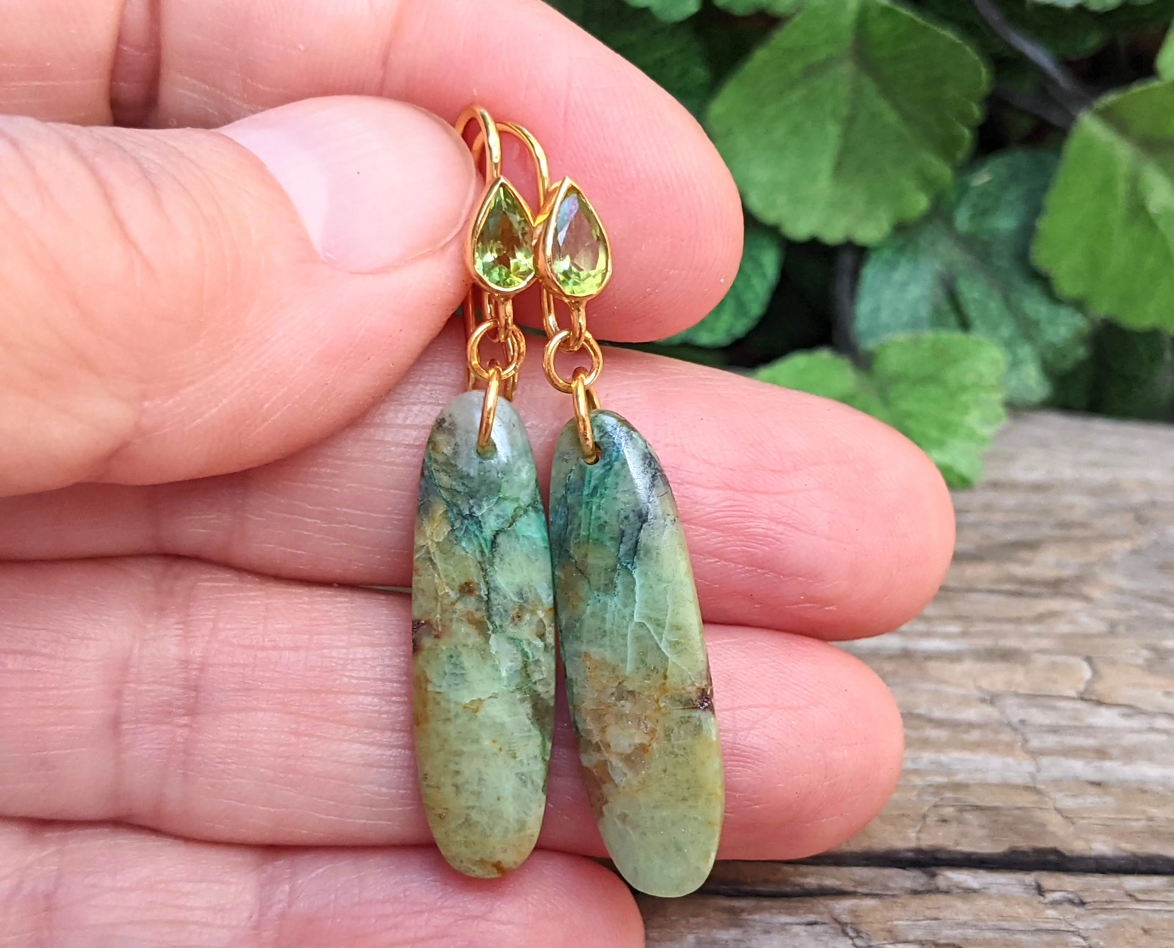 Peridot & Chrysocolla Boho Earrings