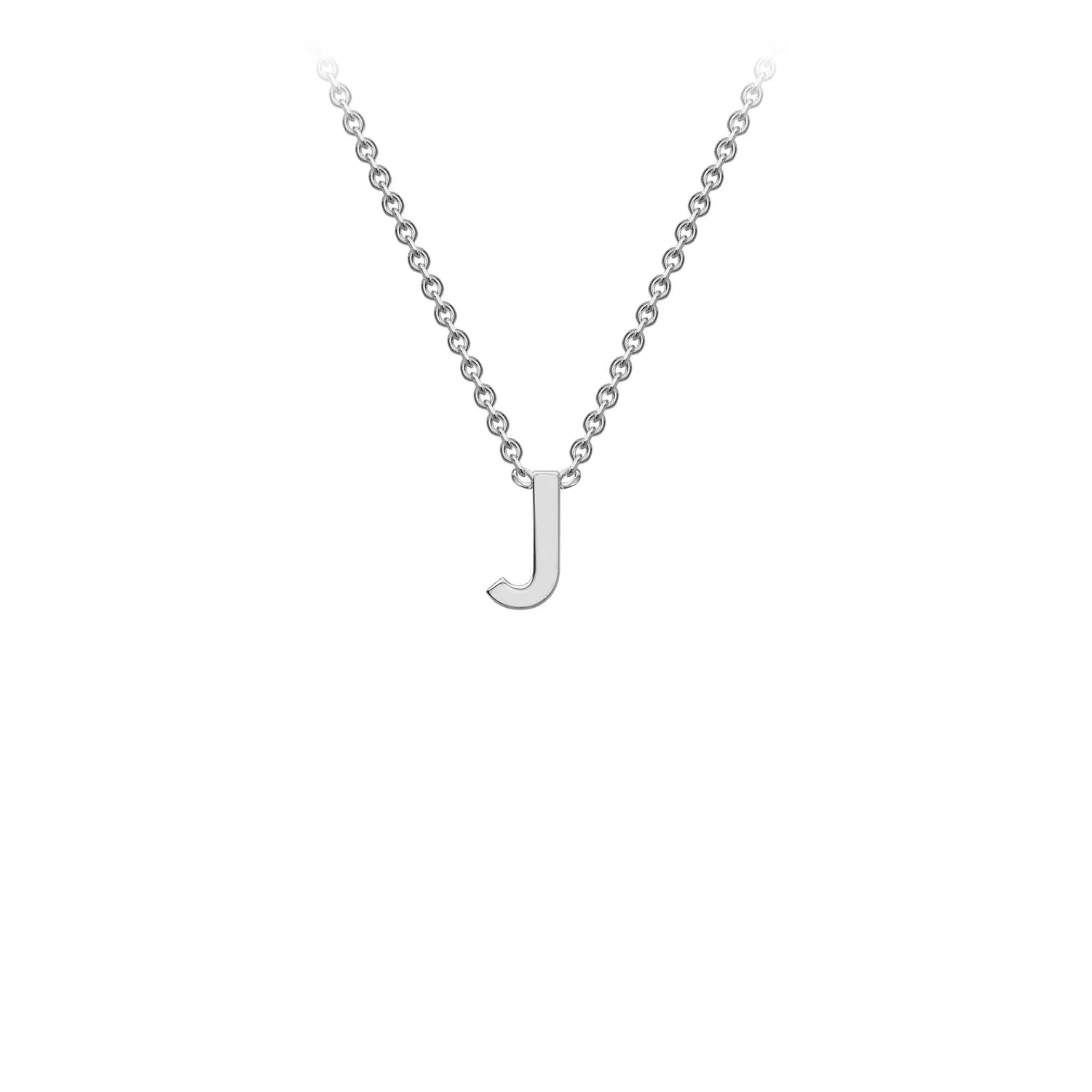 Petite Initial Pendants in White Gold   Chain