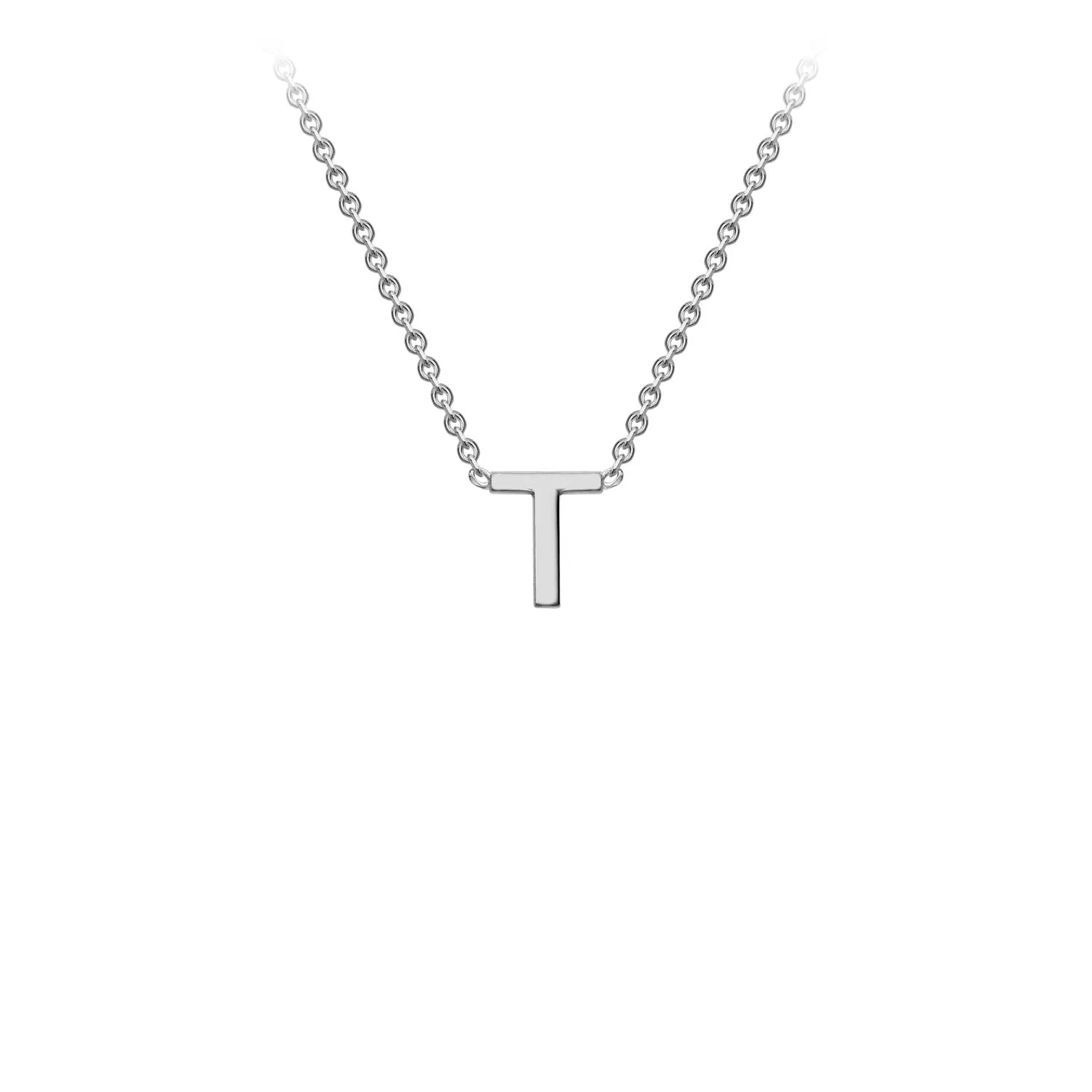 Petite Initial Pendants in White Gold   Chain