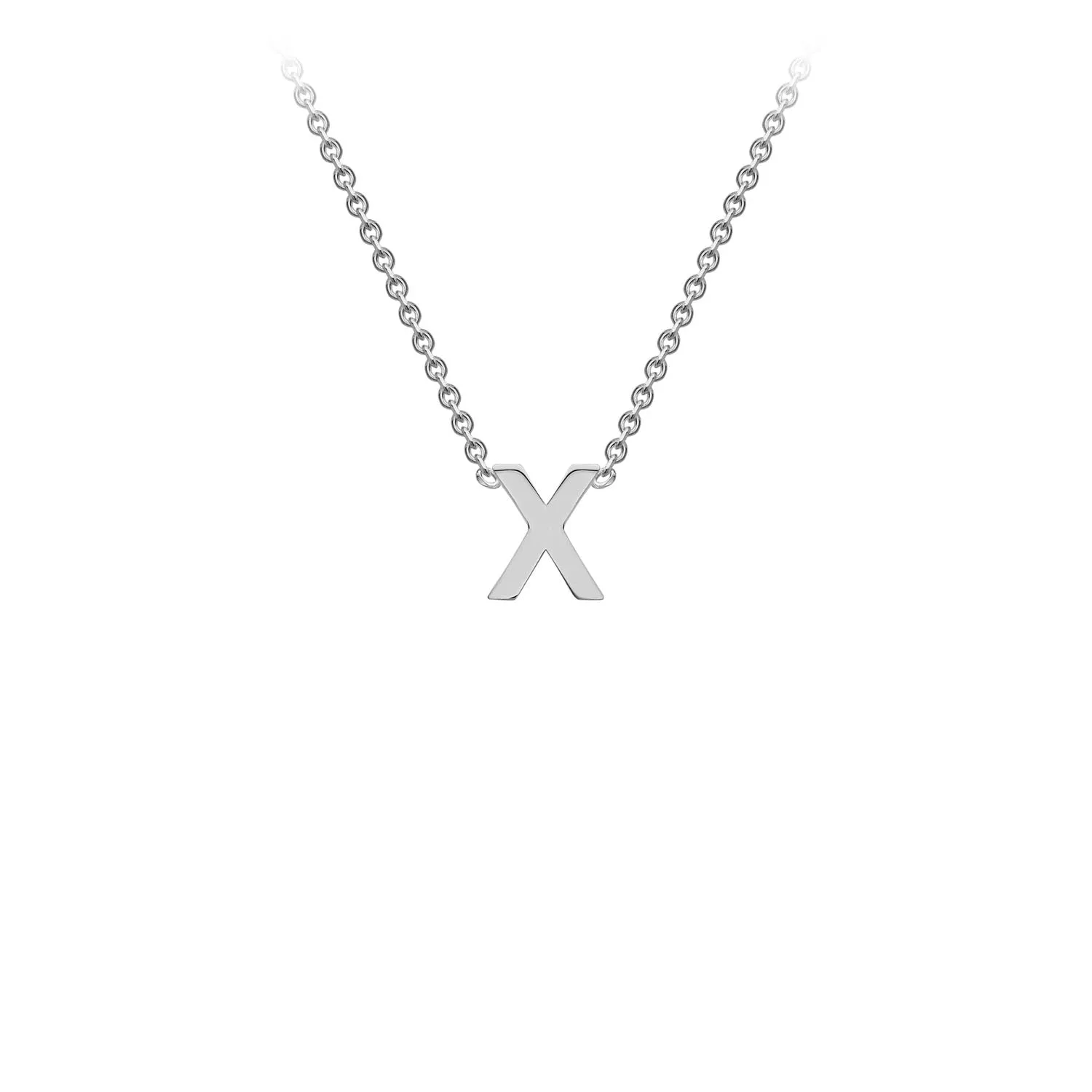 Petite Initial Pendants in White Gold   Chain