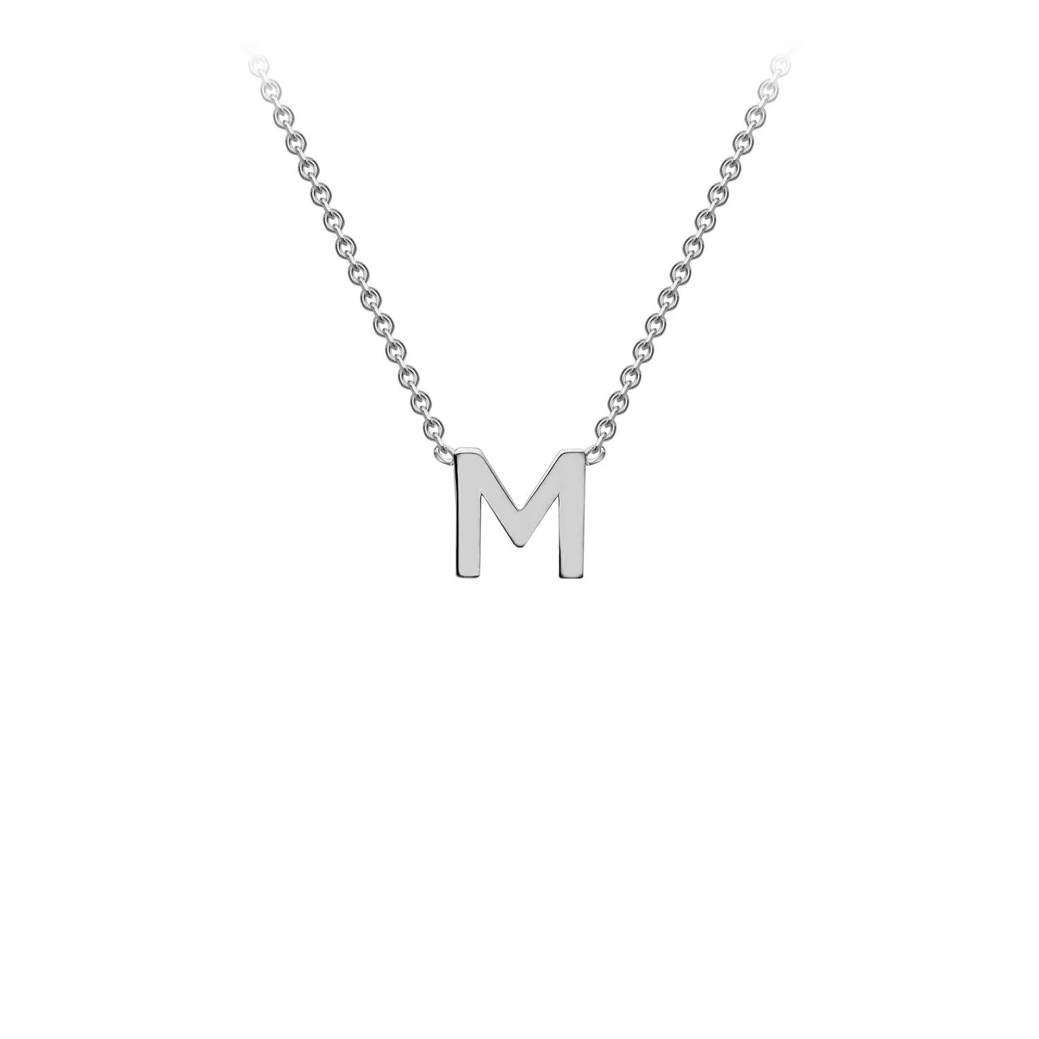 Petite Initial Pendants in White Gold   Chain