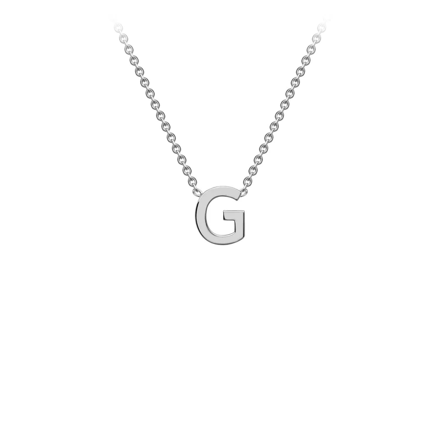 Petite Initial Pendants in White Gold   Chain