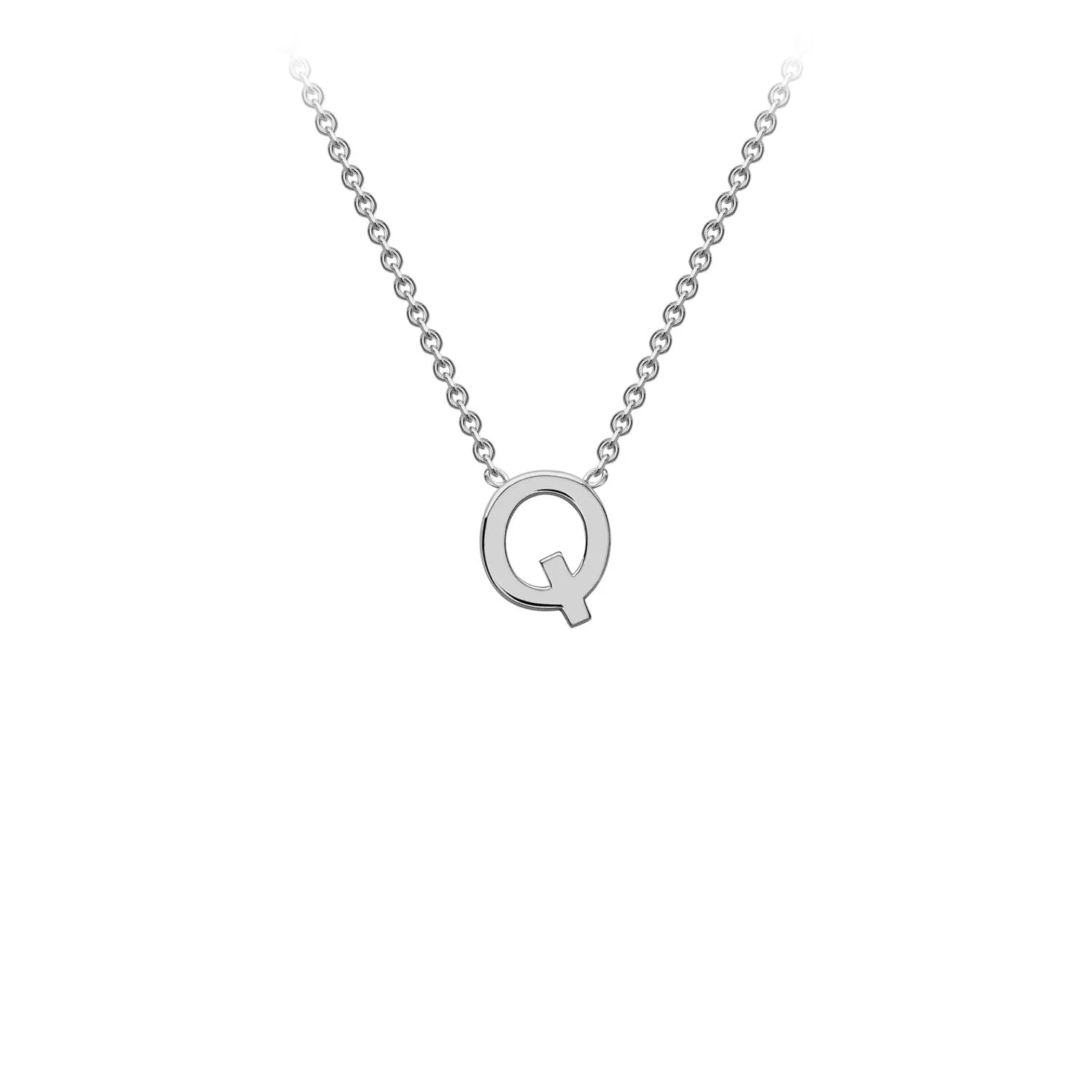 Petite Initial Pendants in White Gold   Chain