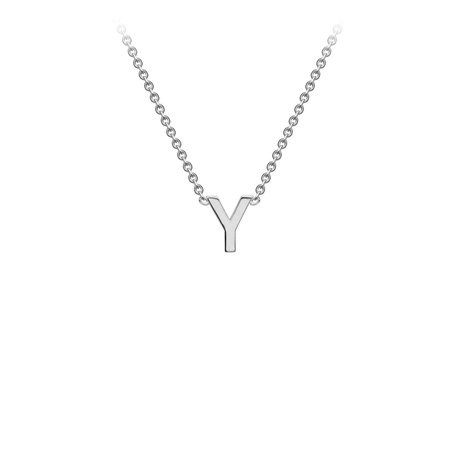 Petite Initial Pendants in White Gold   Chain