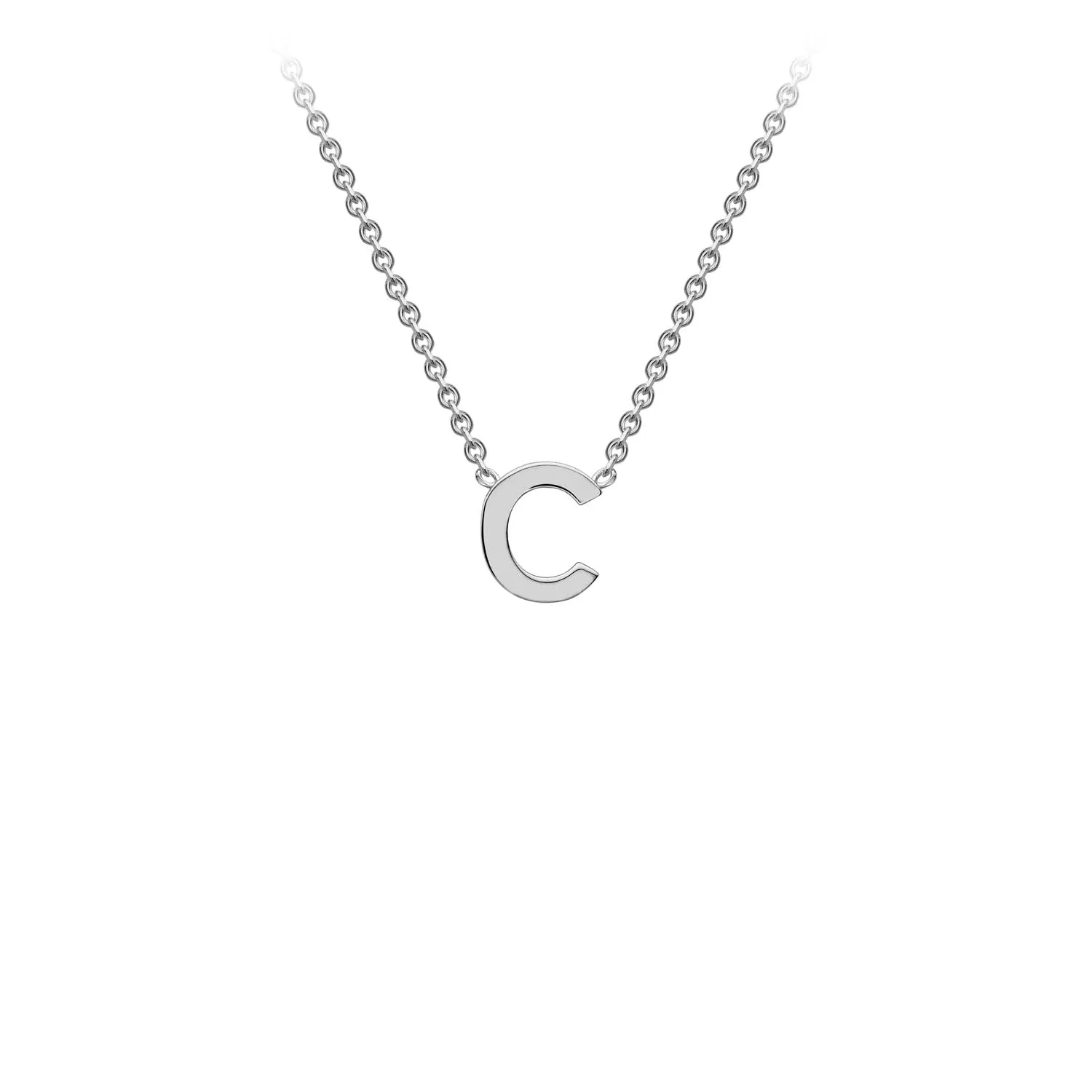 Petite Initial Pendants in White Gold   Chain