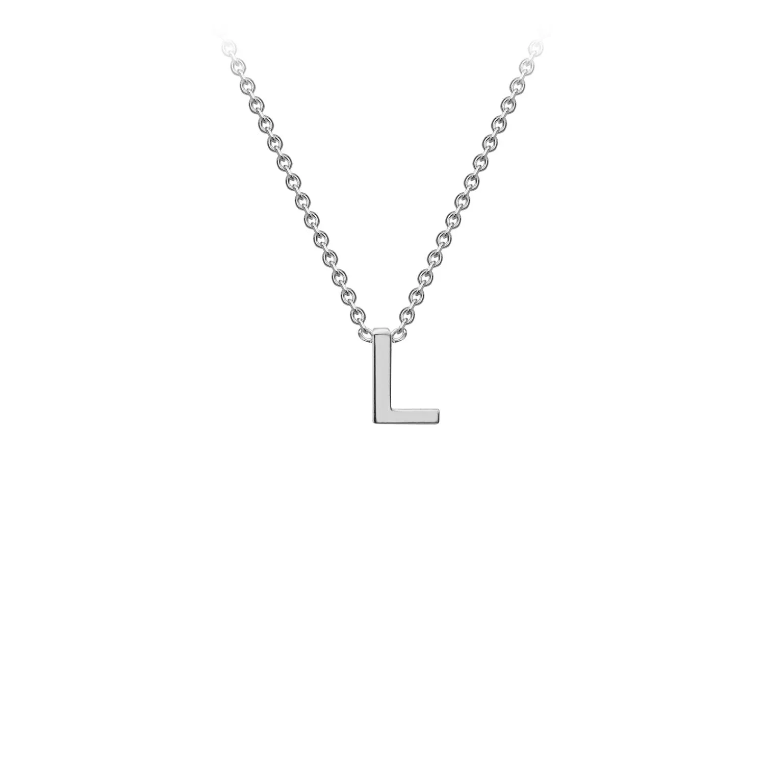 Petite Initial Pendants in White Gold   Chain