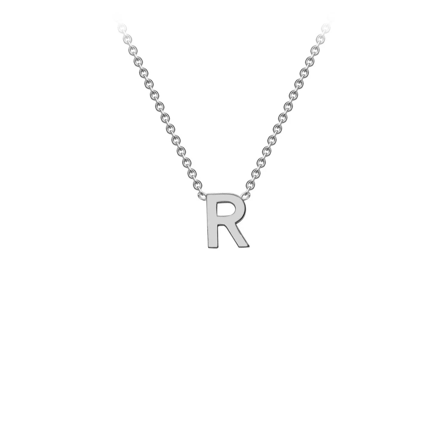 Petite Initial Pendants in White Gold   Chain