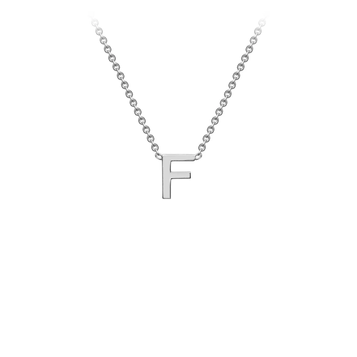 Petite Initial Pendants in White Gold   Chain