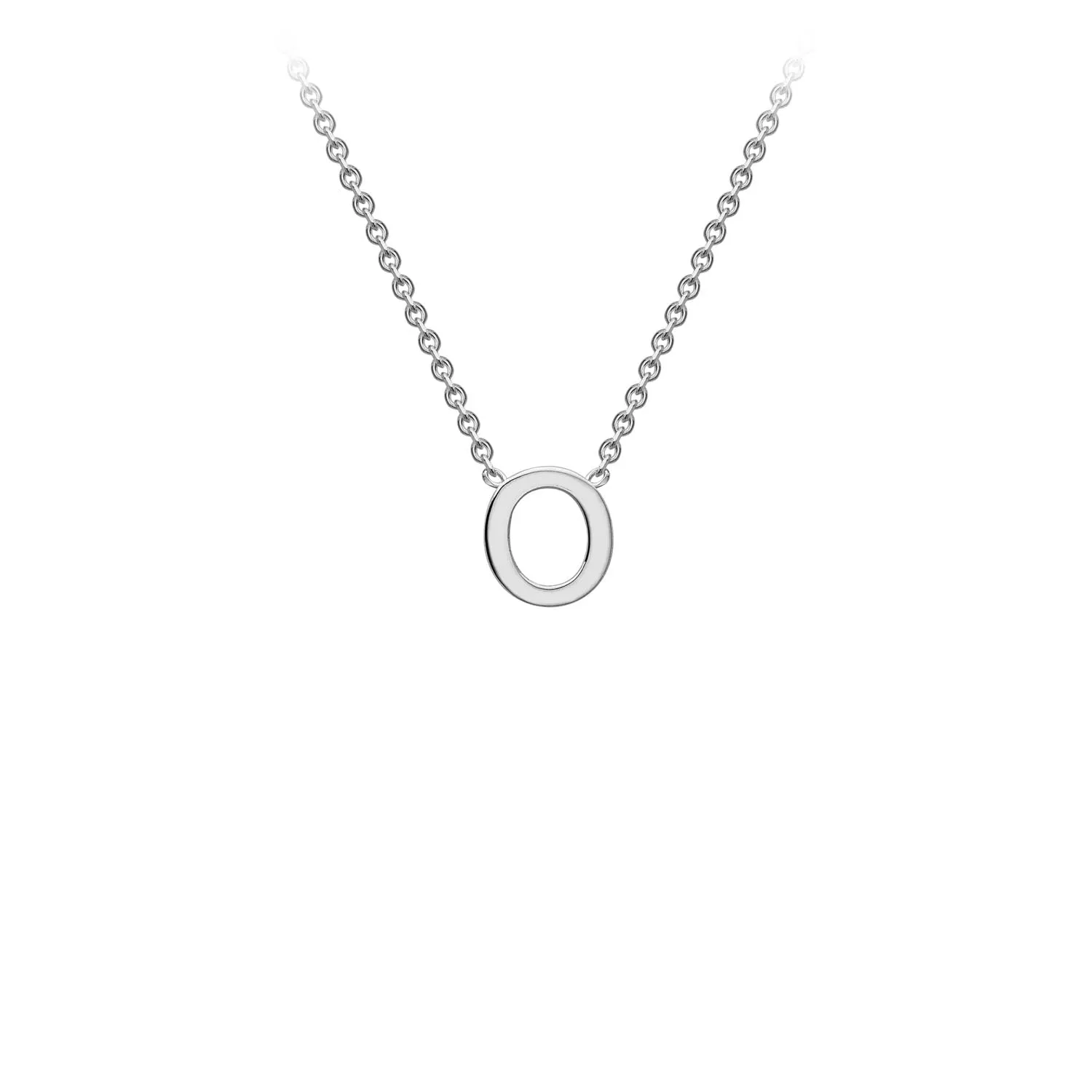 Petite Initial Pendants in White Gold   Chain