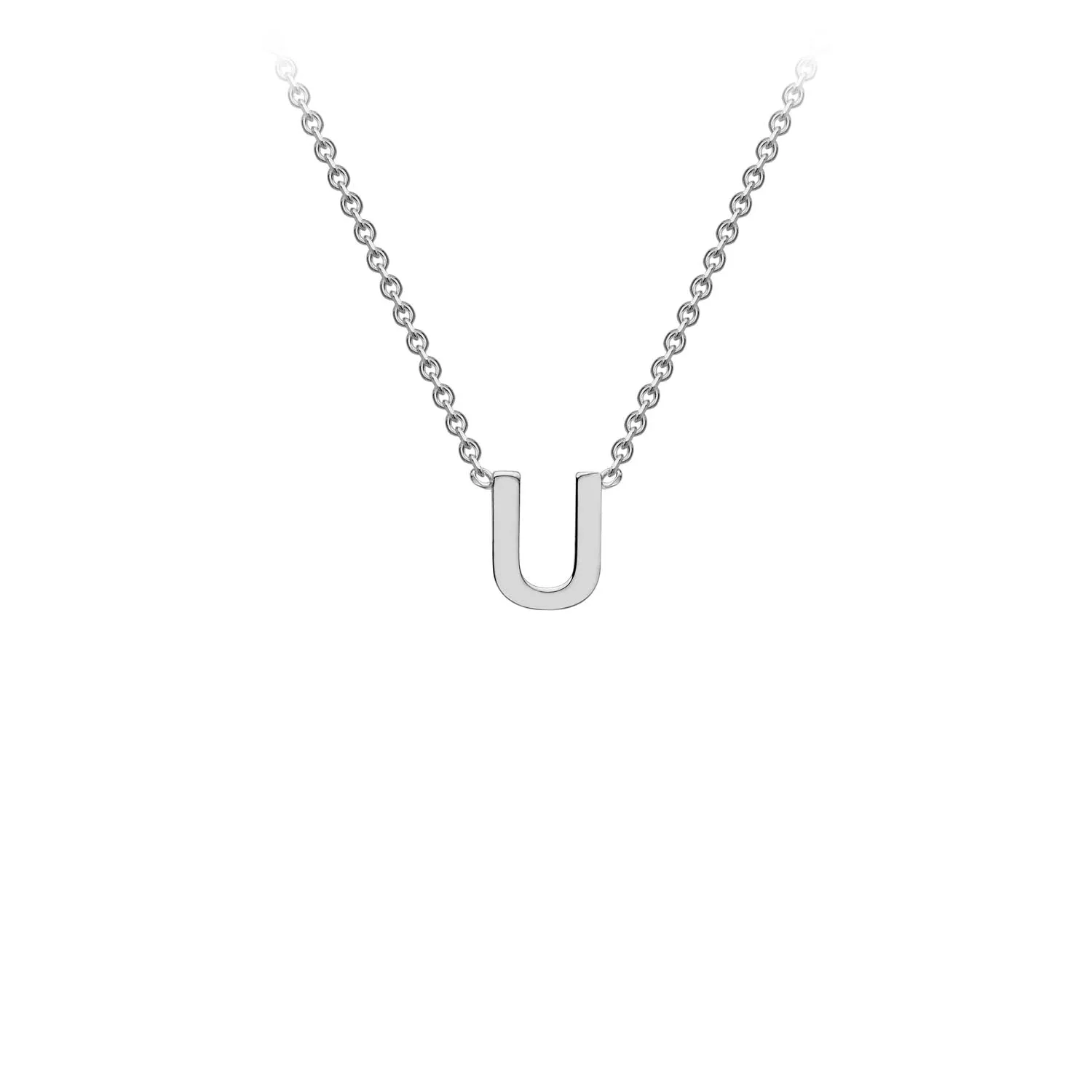 Petite Initial Pendants in White Gold   Chain