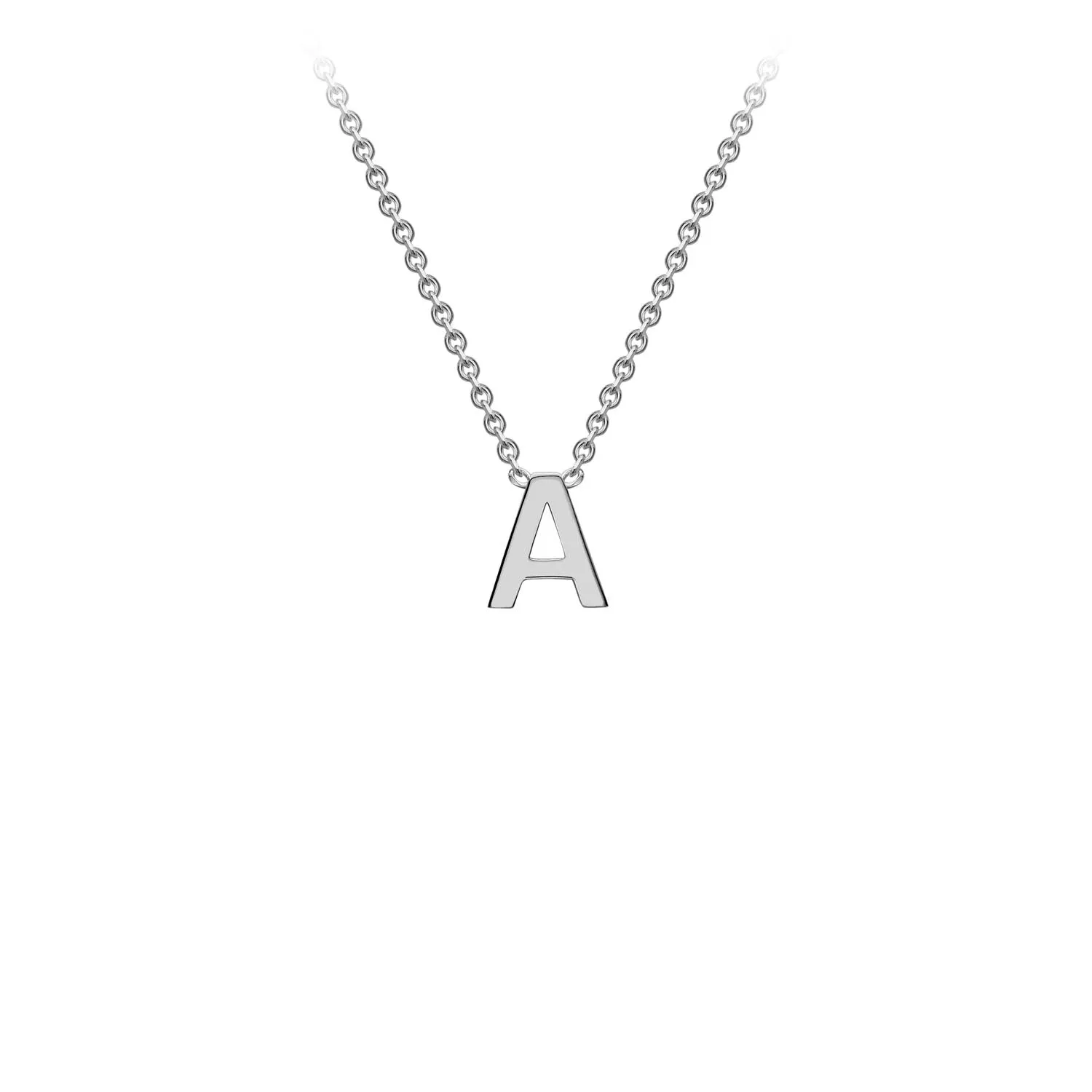 Petite Initial Pendants in White Gold   Chain