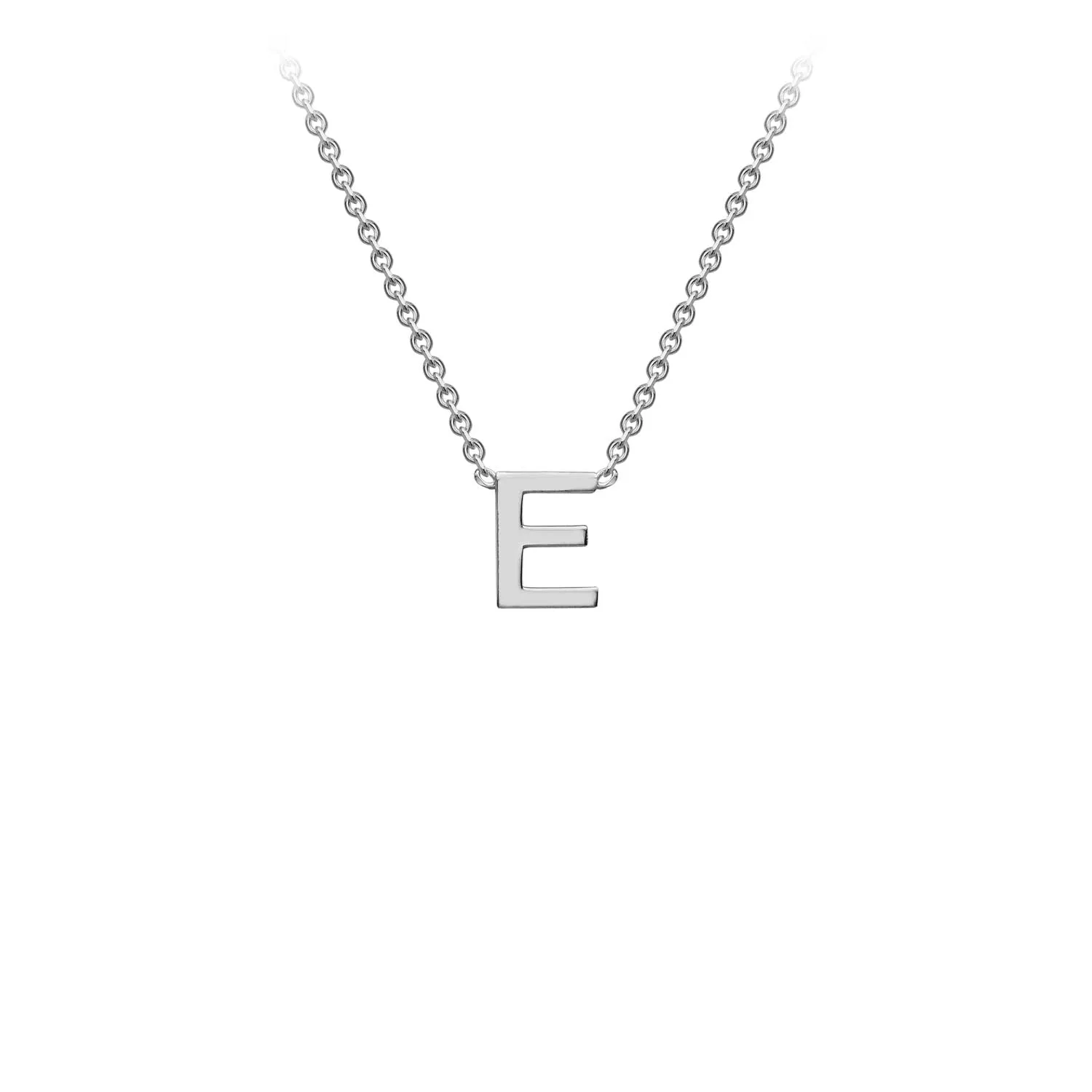 Petite Initial Pendants in White Gold   Chain