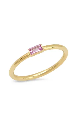 Pink Sapphire Baguette Solitaire Ring