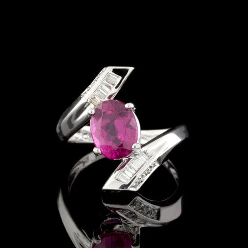 Platinum Rubelite & Diamond Ring