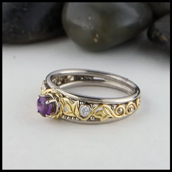 Purple Sapphire Ivy Ring