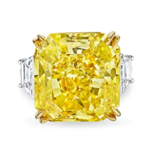 Radiant Cut Fancy Vivid Yellow Diamond Ring, 50 CT