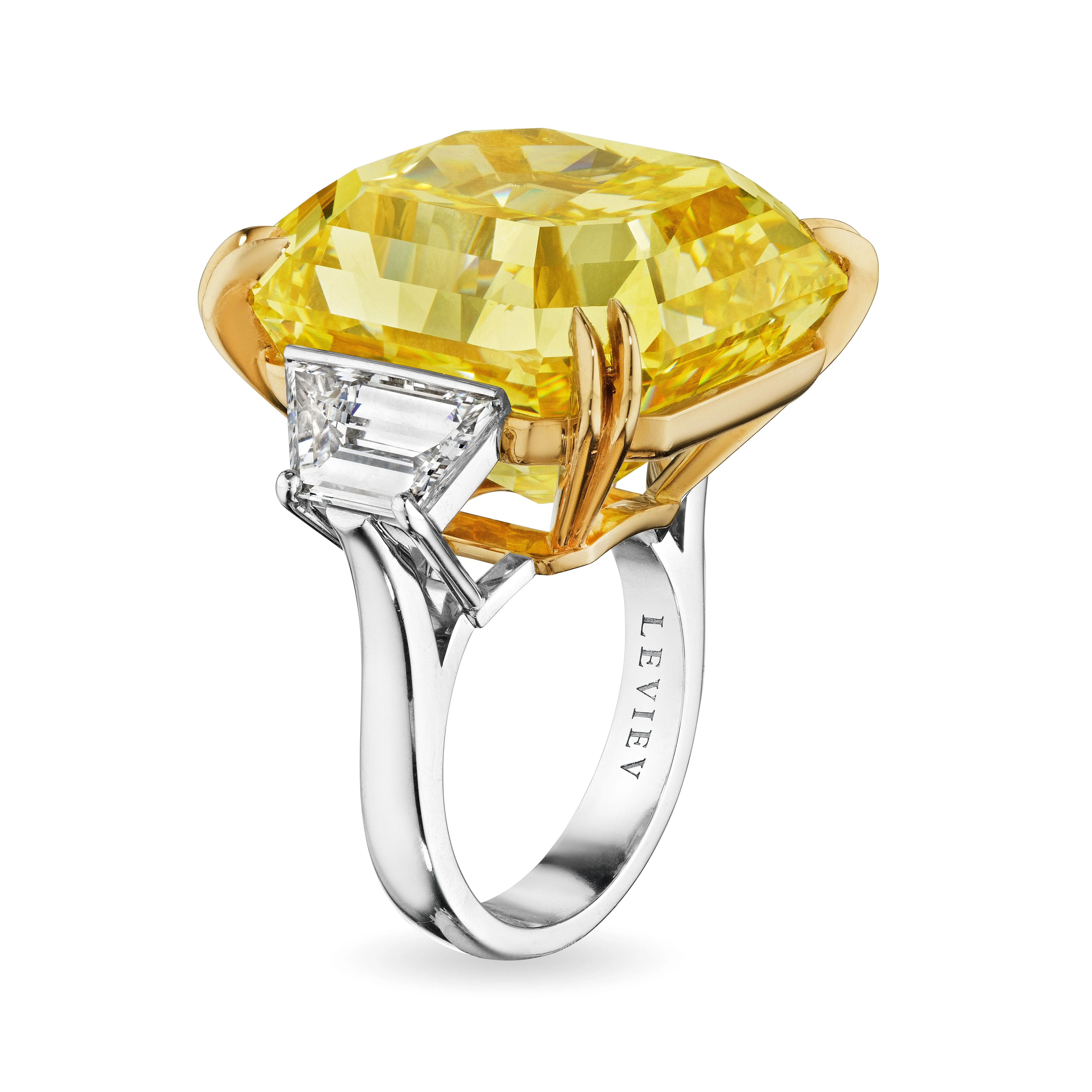 Radiant Cut Fancy Vivid Yellow Diamond Ring, 50 CT