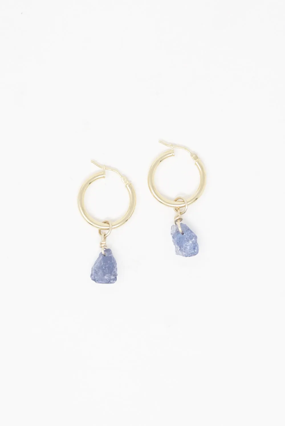 Raw Tanzanite Hoop Earrings