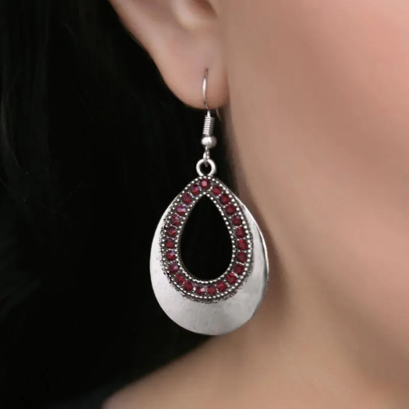 Ray of Light Red Rhinestone Drop Earrings