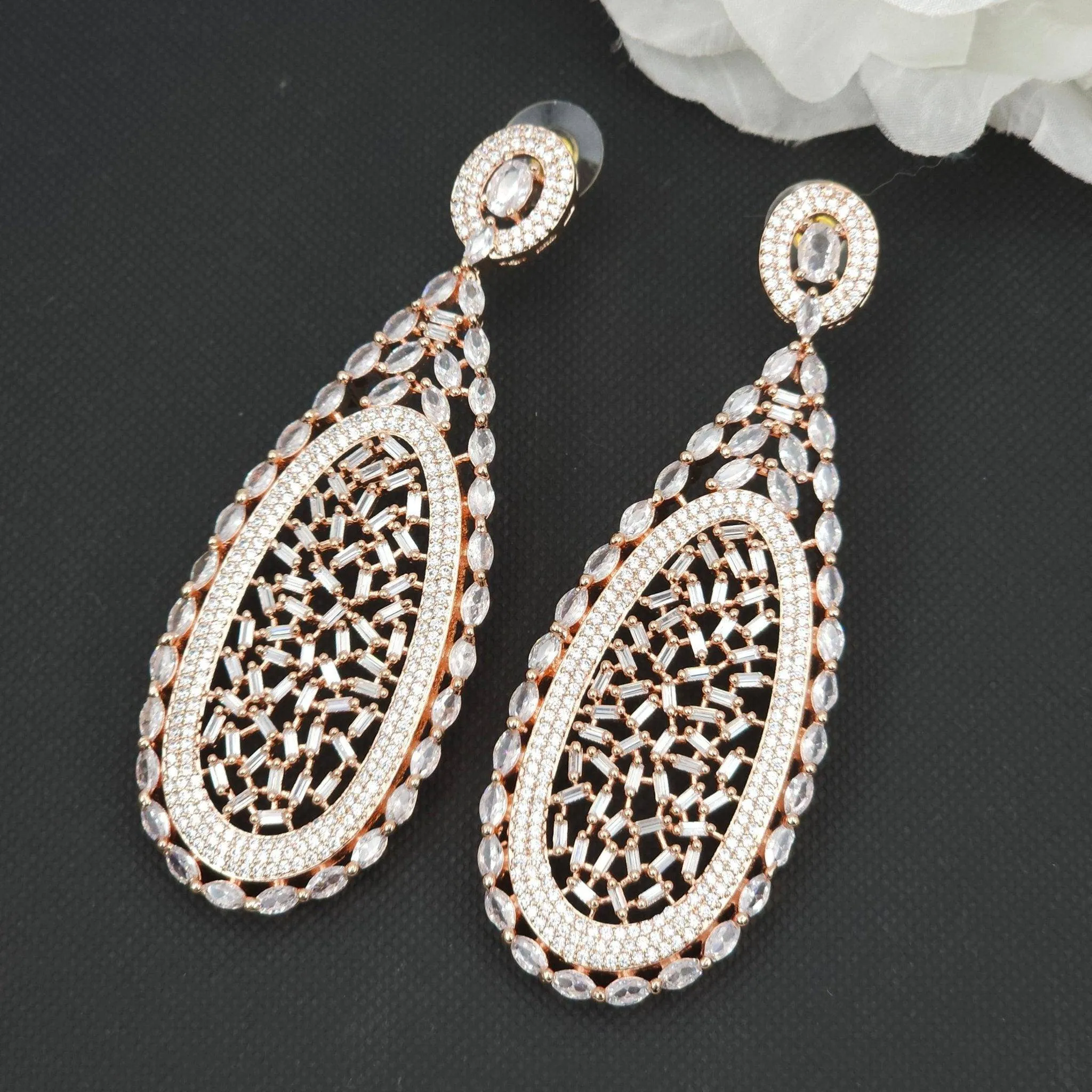 Raya American Diamond Statement Earrings