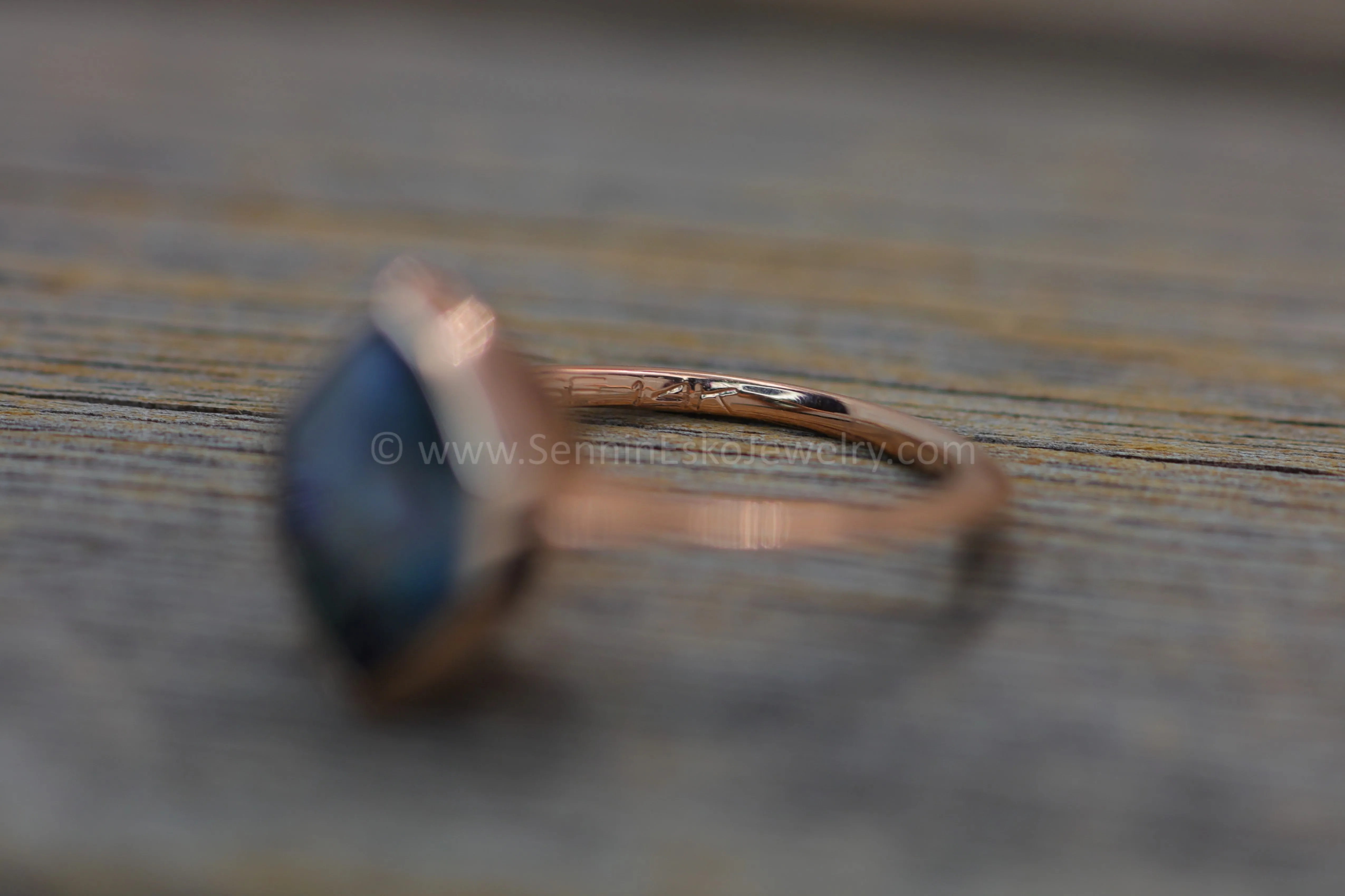 READY TO SHIP 4.6 Carat Meditative Sapphire Rose Gold Bezel Ring - Size 6.5