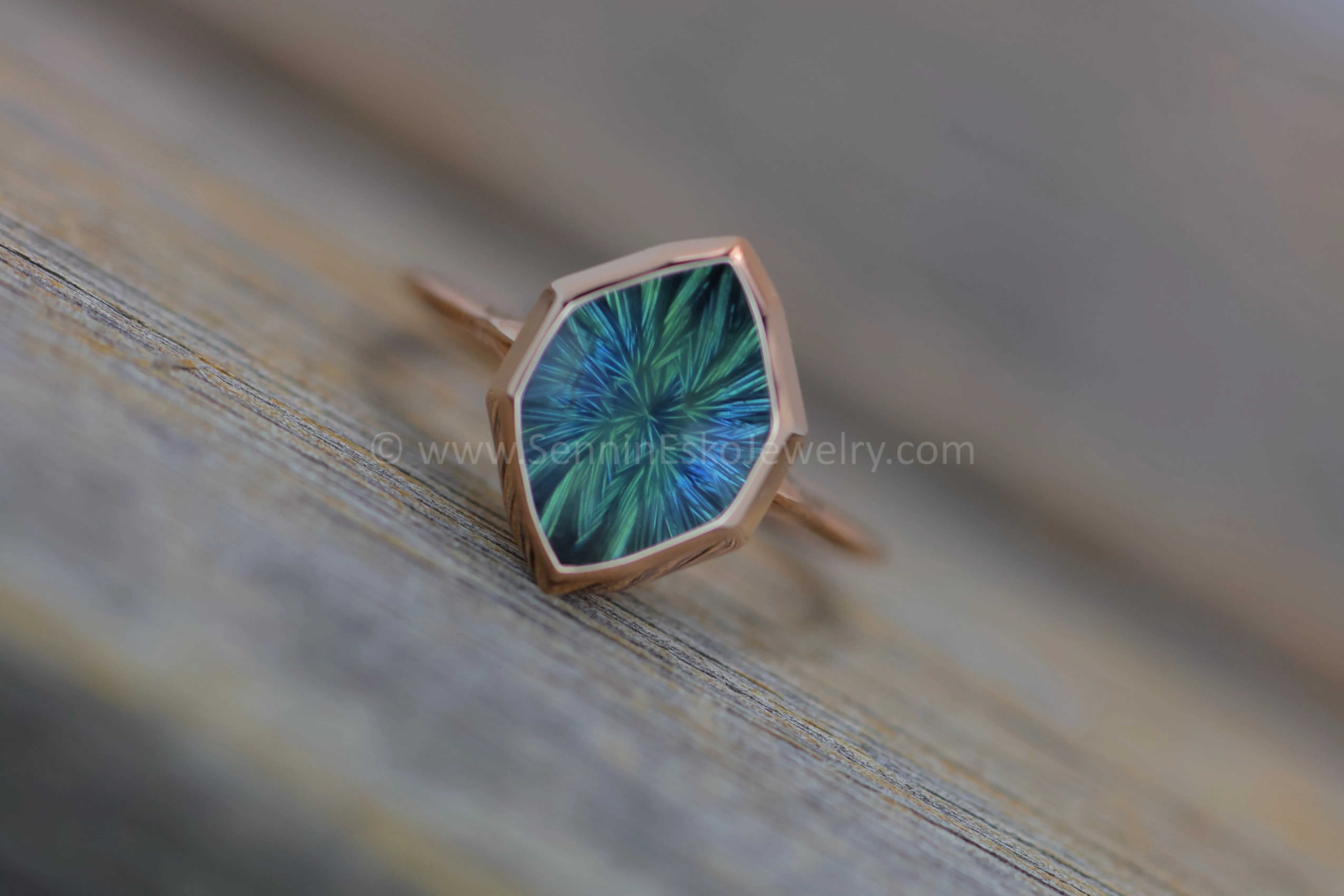 READY TO SHIP 4.6 Carat Meditative Sapphire Rose Gold Bezel Ring - Size 6.5