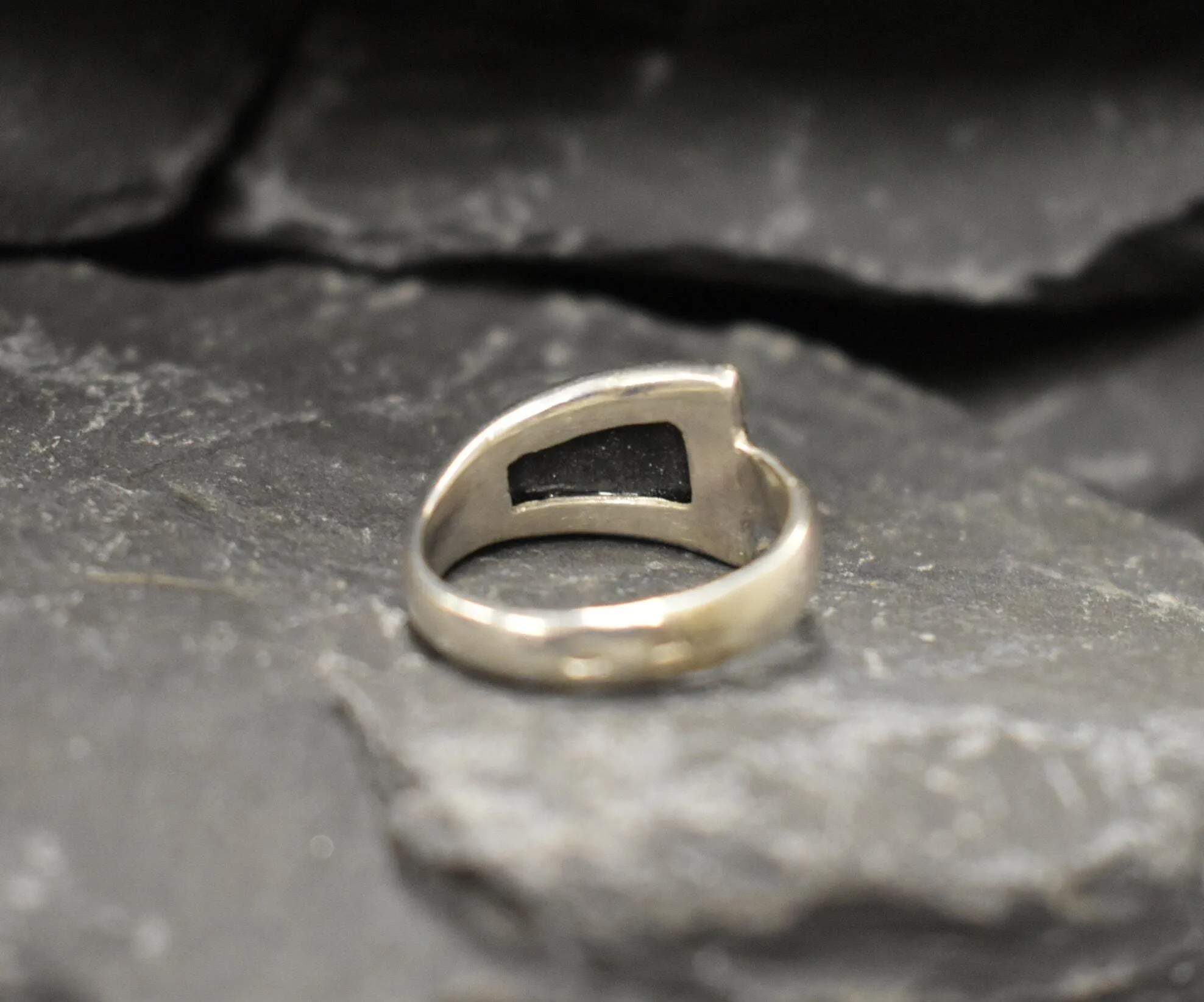 Real Sandstone Ring - Dark Blue Ring - Wide Band Ring