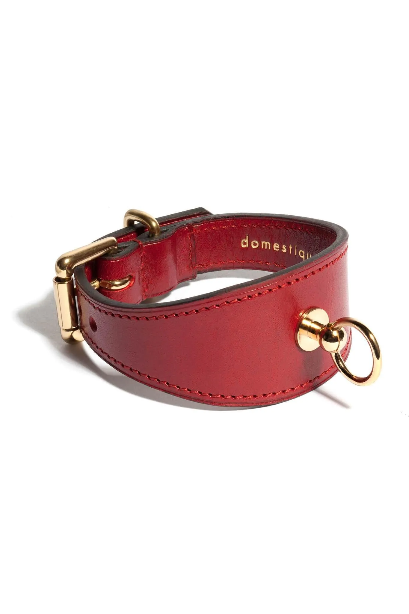 Red Leather Linotte Cuff Bracelets