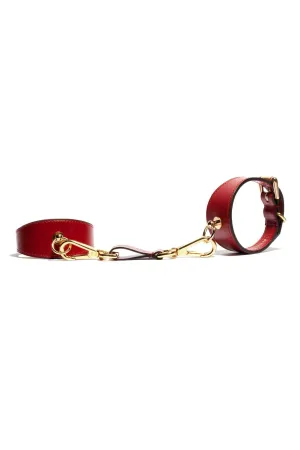 Red Leather Linotte Cuff Bracelets